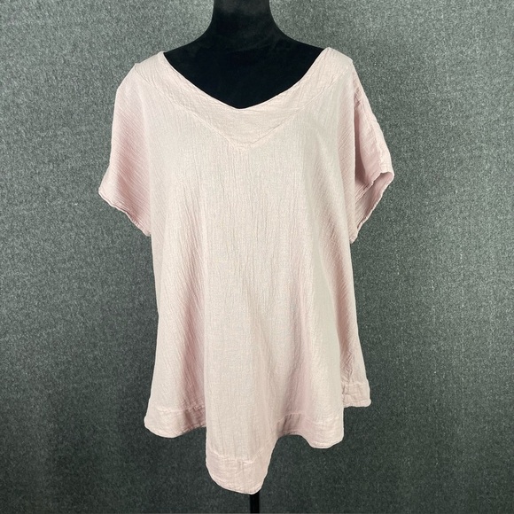 Oh My Gauze XXL Pink Lightweight Boho Lagenlook Asymmetrical Tunic Top Artsy - Picture 2 of 10